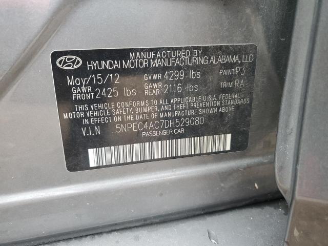 5NPEC4AC7DH529080 - 2013 HYUNDAI SONATA SE GRAY photo 12