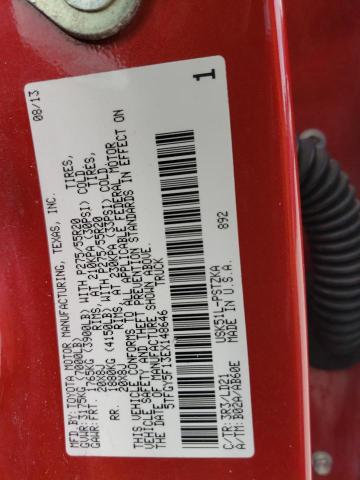 5TFGY5F13EX148646 - 2014 TOYOTA TUNDRA CREWMAX PLATINUM წითელი ფოტო 12