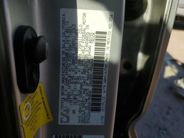 3TMJU4GN6DM155835 - 2013 TOYOTA TACOMA DOUBLE CAB PRERUNNER SILVER photo 13