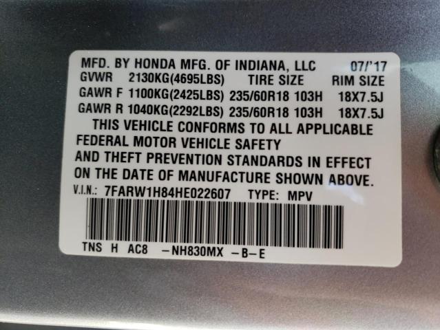 7FARW1H84HE022607 - 2017 HONDA CR-V EXL SILVER photo 14