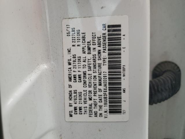 19UUB3F6XJA000917 - 2018 ACURA TLX TECH+A WHITE photo 12