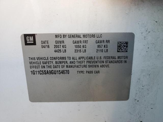 1G11C5SA9GU154670 - 2016 CHEVROLET MALIBU LIM LT 白色 照片 12