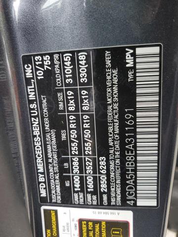 4JGDA5HB8EA311691 - 2014 MERCEDES-BENZ ML 350 4MATIC GRAY photo 13