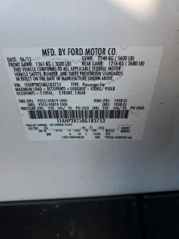 1FAHP2KT5BG183753 - 2011 FORD TAURUS SHO WHITE photo 12