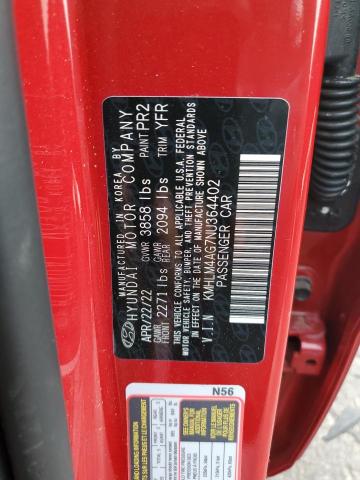 KMHLM4AG7NU364402 - 2022 HYUNDAI ELANTRA SEL RED photo 12