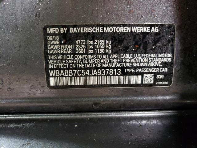 WBA8B7C54JA937813 - 2018 BMW 340 XI CHARCOAL photo 12