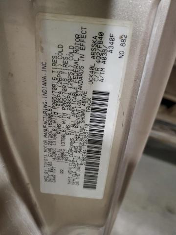 5TBBT44173S385710 - 2003 TOYOTA TUNDRA ACCESS CAB SR5 GOLD photo 12