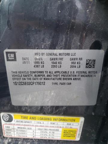 1G1ZC5E02CF179012 - 2012 CHEVROLET MALIBU 1LT 黑色 照片 12