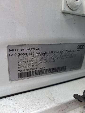 WAU8DAF86KN015308 - 2019 AUDI A8 L WHITE photo 12