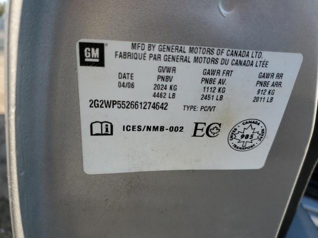 2G2WP552661274642 - 2006 PONTIAC GRAND PRIX 银色 照片 12