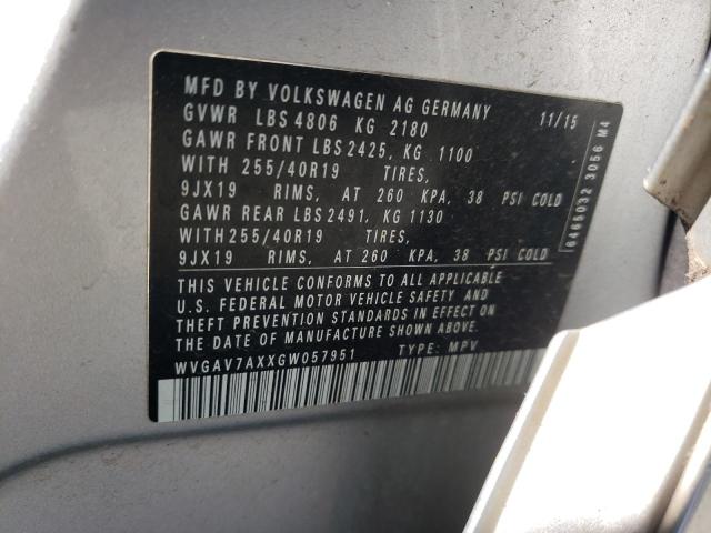 WVGAV7AXXGW057951 - 2016 VOLKSWAGEN TIGUAN S SILVER photo 13