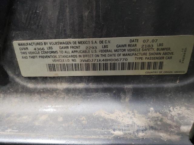 3VWDJ71K48M006770 - 2008 VOLKSWAGEN GLI ნაცრისფერი ფოტო 12