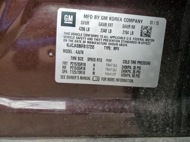 KL4CJASB6FB137255 - 2015 BUICK ENCORE BROWN photo 13