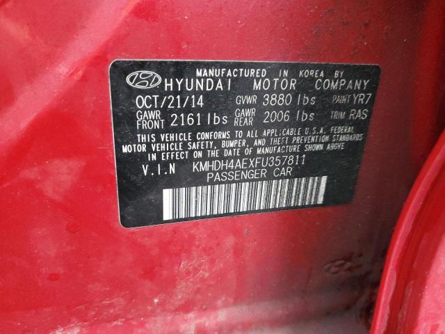 KMHDH4AEXFU357811 - 2015 HYUNDAI ELANTRA SE RED photo 12