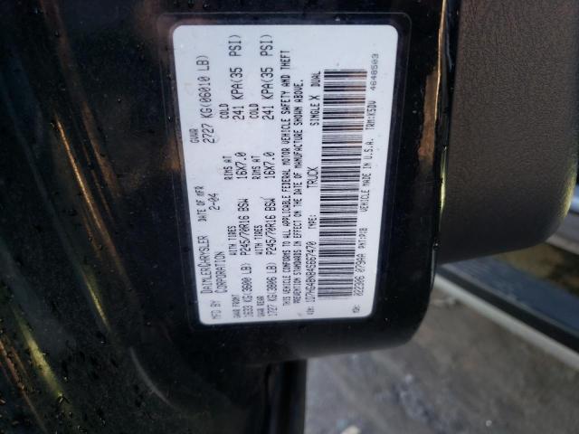 1D7HG48N84S667470 - 2004 DODGE DAKOTA QUAD SLT BLACK photo 12