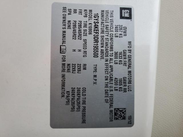 1GYS4KEF3DR195500 - 2013 CADILLAC ESCALADE ESV PLATINUM თეთრი ფოტო 13