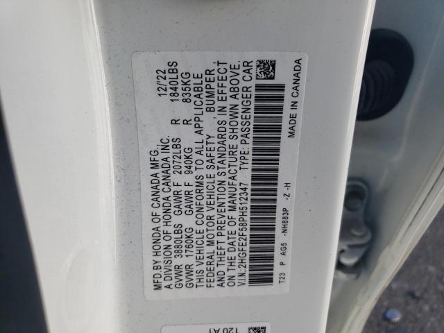 2HGFE2F58PH512347 - 2023 HONDA CIVIC SPORT 白色 照片 12