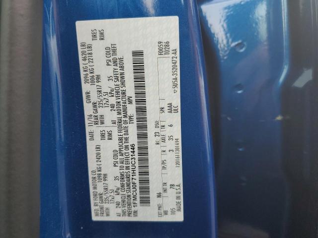 1FMCU0F71HUC31446 - 2017 FORD ESCAPE S BLUE photo 13