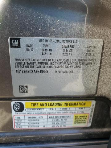 1G1ZE5E0XAF319492 - 2010 CHEVROLET MALIBU LTZ ვერცხლისფერი ფოტო 12