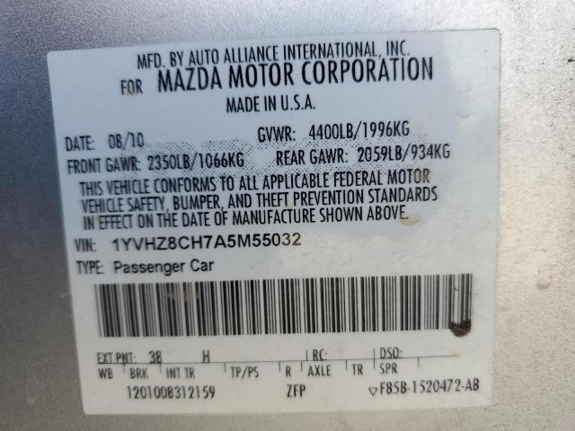 1YVHZ8CH7A5M55032 - 2010 MAZDA 6 I SILVER photo 12