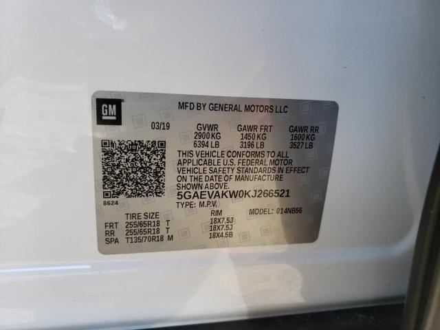 5GAEVAKW0KJ266521 - 2019 BUICK ENCLAVE ESSENCE თეთრი ფოტო 13
