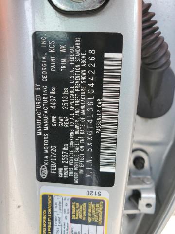 5XXGT4L36LG442268 - 2020 KIA OPTIMA LX SILVER photo 12