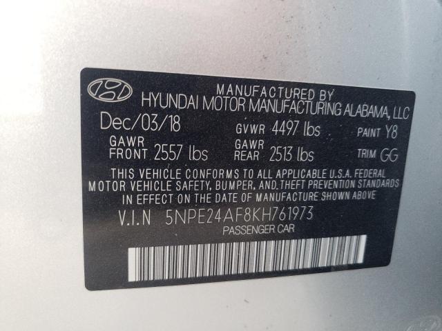 5NPE24AF8KH761973 - 2019 HYUNDAI SONATA SE SILVER photo 13