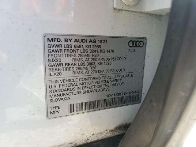 WA1LXBF76ND004122 - 2022 AUDI Q7 PREMIUM PLUS WHITE photo 13