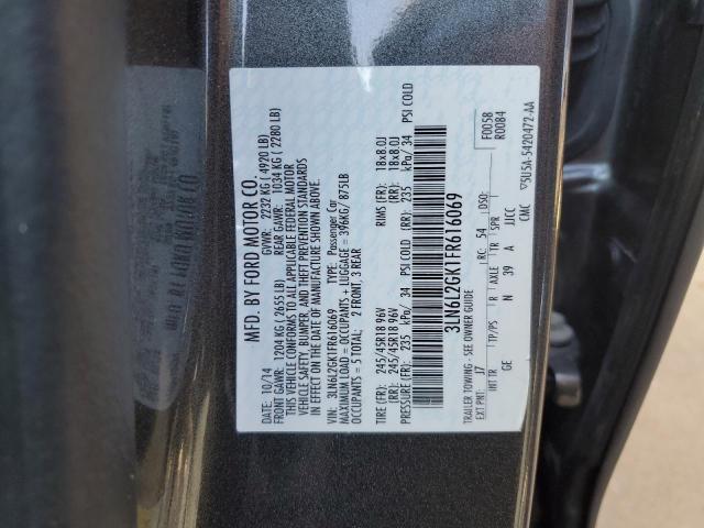 3LN6L2GK1FR616069 - 2015 LINCOLN MKZ BLACK photo 12