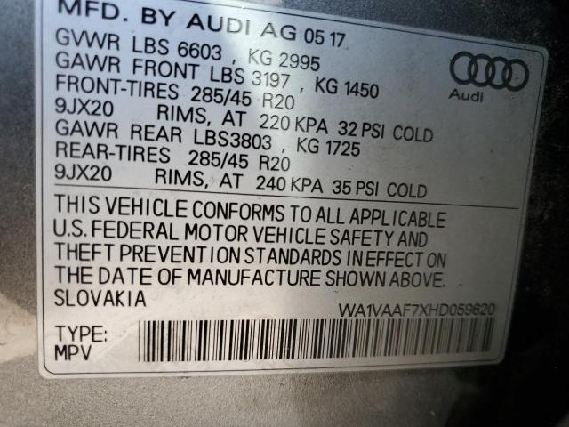 WA1VAAF7XHD059620 - 2017 AUDI Q7 PRESTIGE ნაცრისფერი ფოტო 13