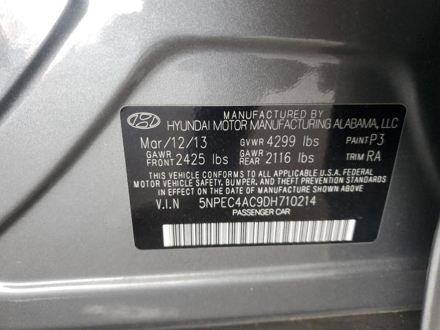 5NPEC4AC9DH710214 - 2013 HYUNDAI SONATA SE GRAY photo 12