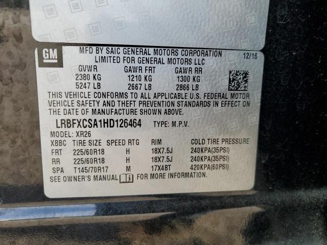 LRBFXCSA1HD126464 - 2017 BUICK ENVISION PREFERRED BLACK photo 13
