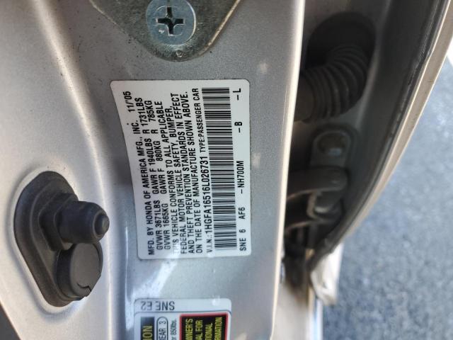 1HGFA16516L026731 - 2006 HONDA CIVIC LX GRAY photo 12