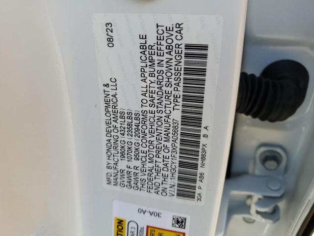 1HGCY1F3XPA056837 - 2023 HONDA ACCORD EX WHITE photo 12