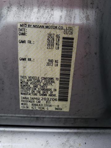 1N4AL3AP4GC203206 - 2016 NISSAN ALTIMA 2.5 SILVER photo 12