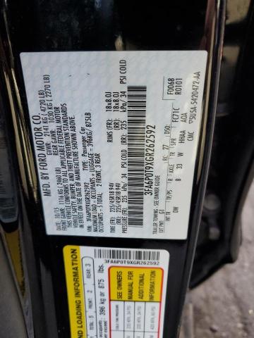 3FA6P0T9XGR262592 - 2016 FORD FUSION SE BLACK photo 12