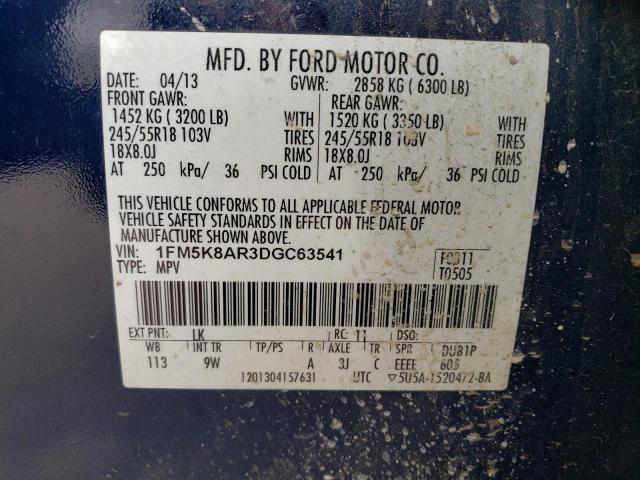 1FM5K8AR3DGC63541 - 2013 FORD EXPLORER POLICE INTERCEPTOR 蓝色 照片 13