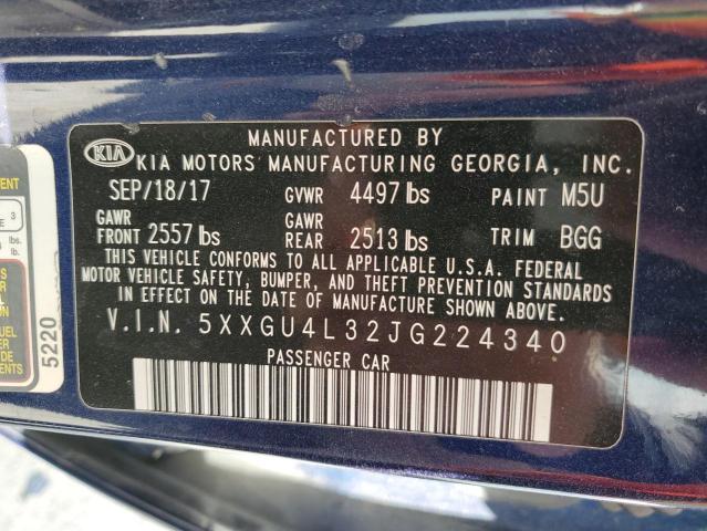 5XXGU4L32JG224340 - 2018 KIA OPTIMA EX BLUE photo 12