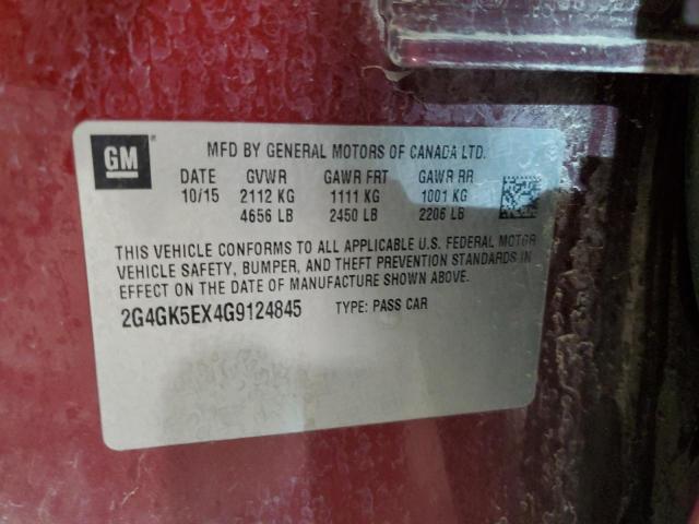 2G4GK5EX4G9124845 - 2016 BUICK REGAL 勃艮第红 照片 12