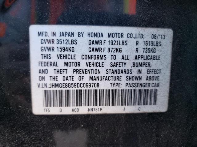 JHMGE8G59DC069708 - 2013 HONDA FIT SPORT BLACK photo 12