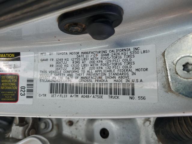 5TEJU62N28Z511676 - 2008 TOYOTA TACOMA DOUBLE CAB PRERUNNER SILVER photo 12