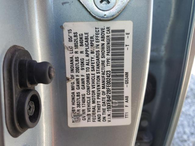 19XFB4F28FE002423 - 2015 HONDA CIVIC HYBRID SILVER photo 12