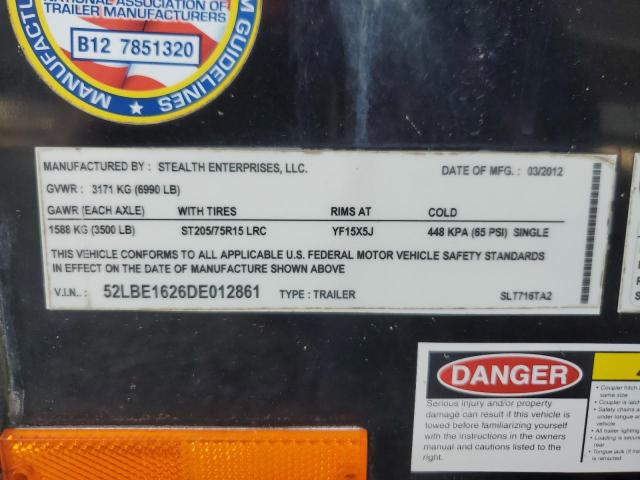 52LBE1626DE012861 - 2013 UTILITY TRAILER შავი ფოტო 10