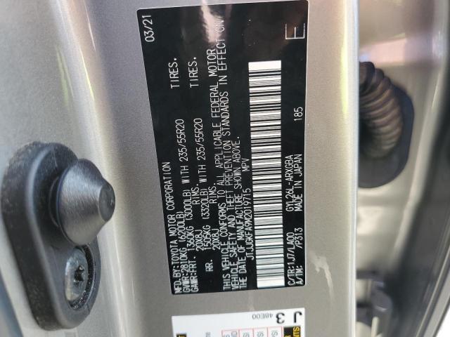 JTJJGKFA9M2019715 - 2021 LEXUS RX 450H L LUXURY GRAY photo 13