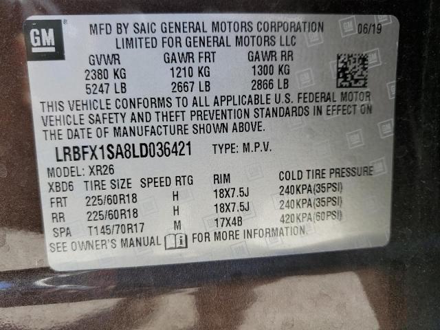 LRBFX1SA8LD036421 - 2020 BUICK ENVISION PREFERRED Qəhvəyi foto 12