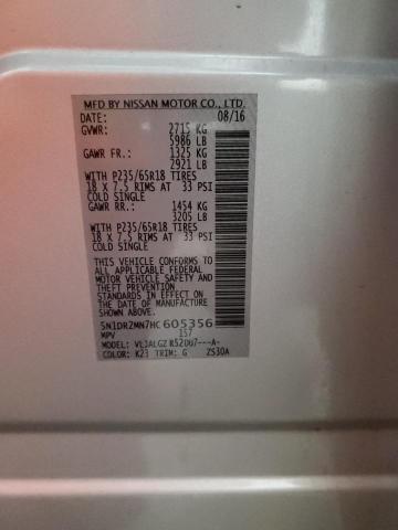 5N1DR2MN7HC605356 - 2017 NISSAN PATHFINDER S SILVER photo 14