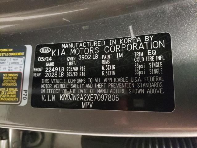 KNDJN2A2XE7097806 - 2014 KIA SOUL GRAY photo 12