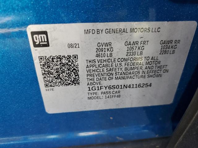 1G1FY6S01N4116254 - 2022 CHEVROLET BOLT EUV LT BLUE photo 13