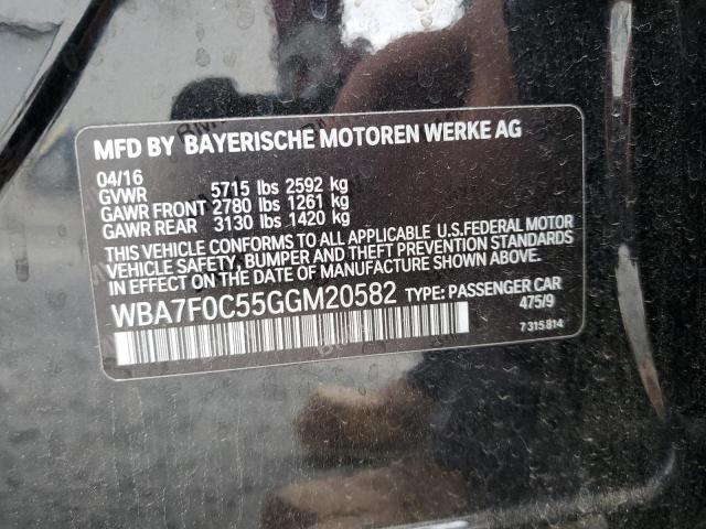 WBA7F0C55GGM20582 - 2016 BMW 750 I BLACK photo 13