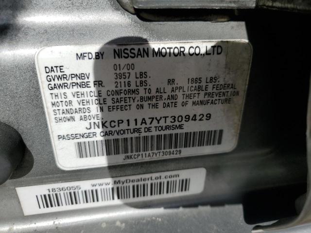 JNKCP11A7YT309429 - 2000 INFINITI G20 SILVER photo 12